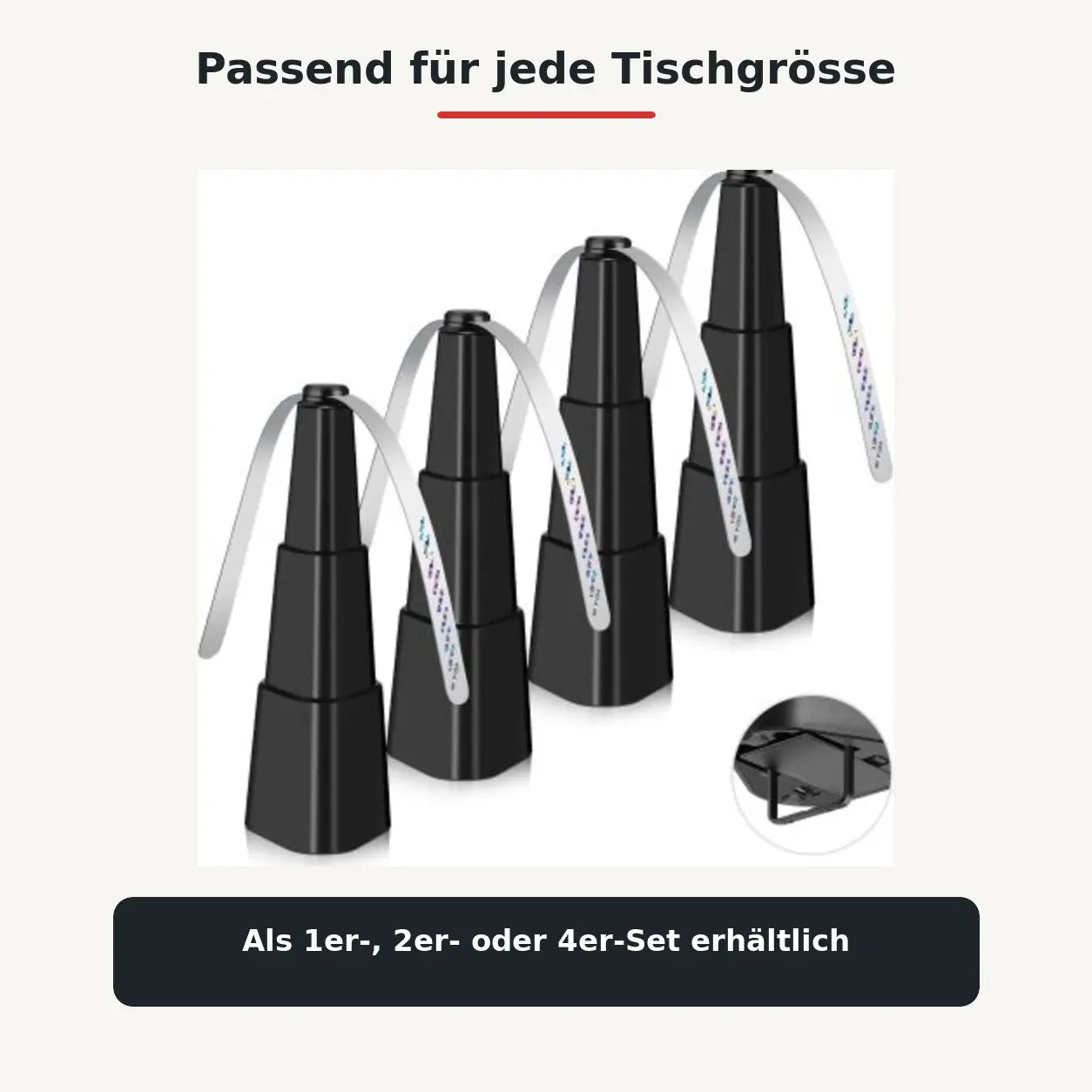 Vier schwarze Fliegenwedler für kleine und grosse Esstische