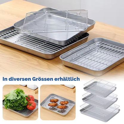 Abtropfschale mit Gitter für frittierte Speisen – Perfekt zum Öl-Auffangen und knusprigen Genuss.