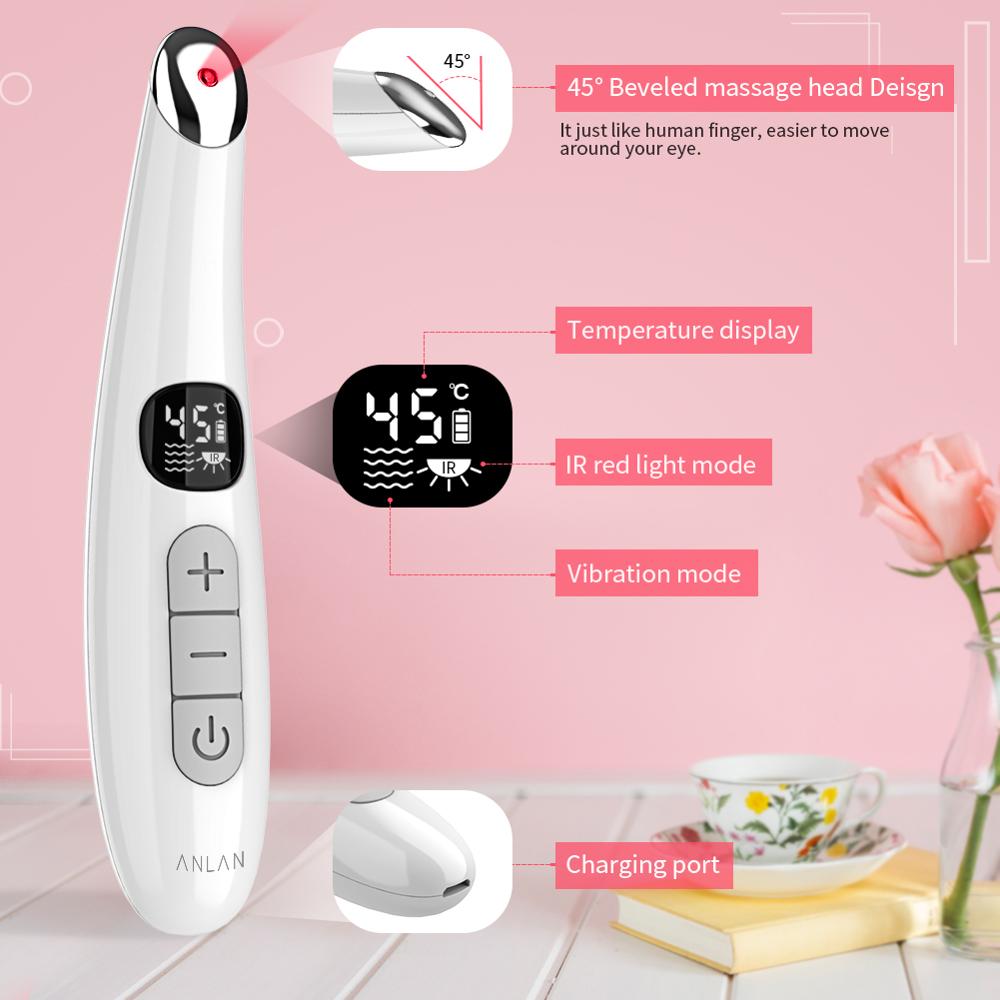 Augenmassage-Gerät mit Temperaturanzeige, Rotlicht-Modus und Vibrationsfunktion