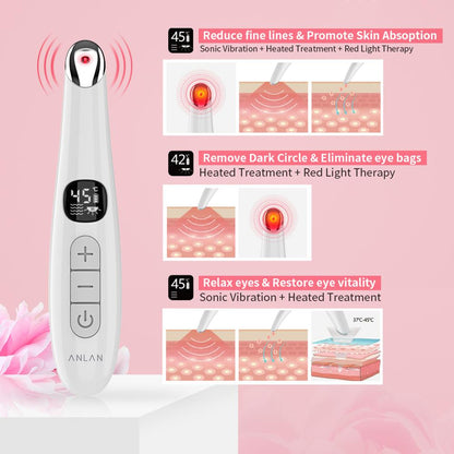 Augenmassage-Gerät mit Temperaturanzeige, Rotlicht-Modus und Vibrationsfunktion