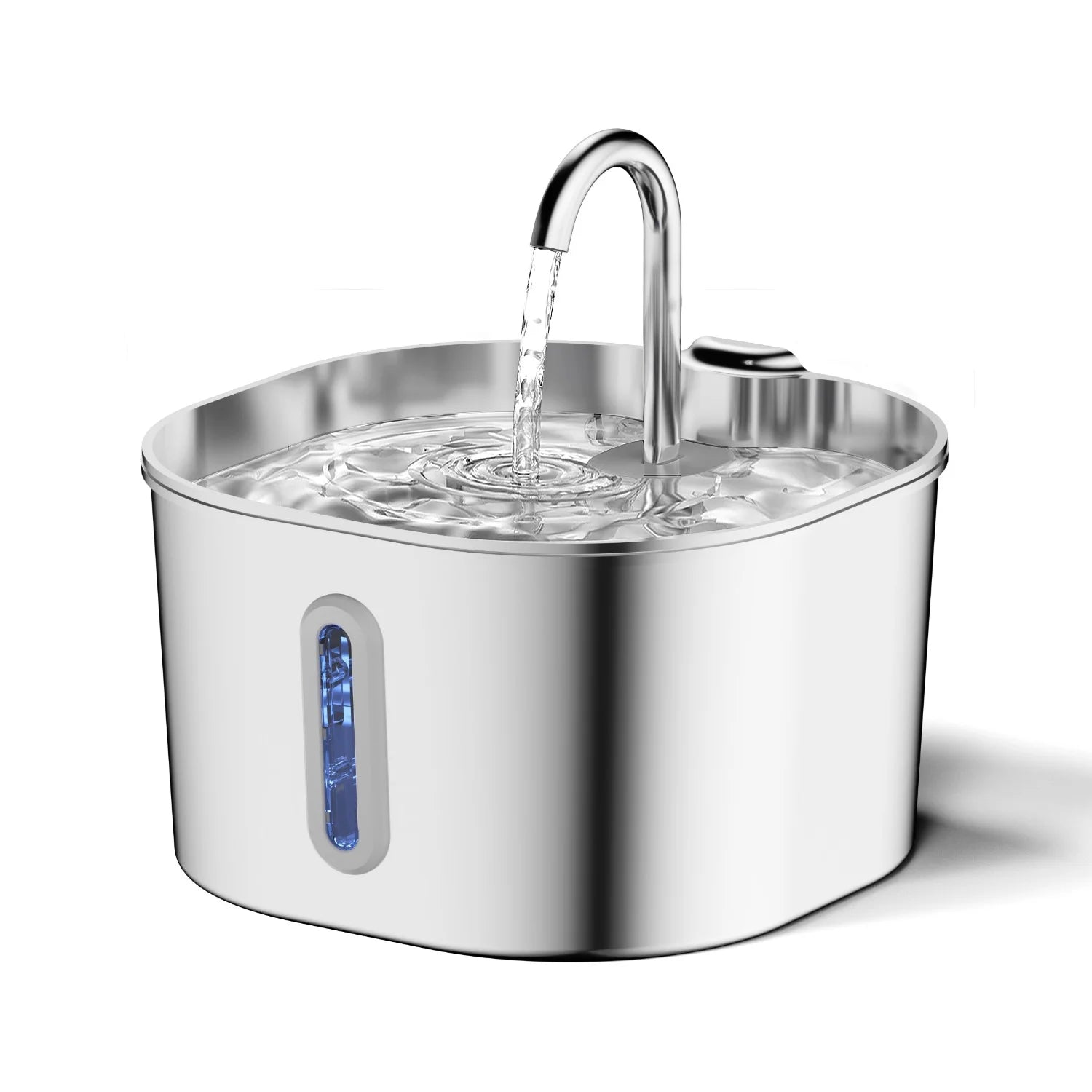 Rostfreier Katzen Trinkbrunnen aus Edelstahl mit fliessendem Wasser und modernem Design