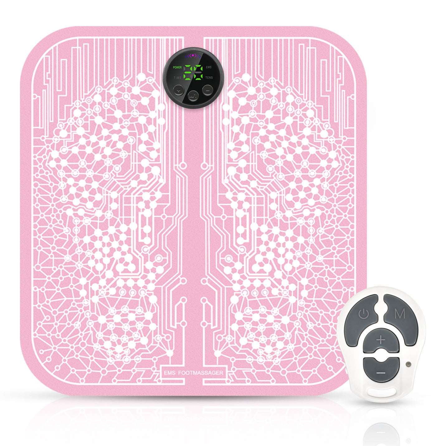 EMS Fussmassage-Matte in Rosa mit LCD-Display und Fernbedienung