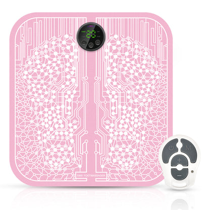 EMS Fussmassage-Matte in Rosa mit LCD-Display und Fernbedienung