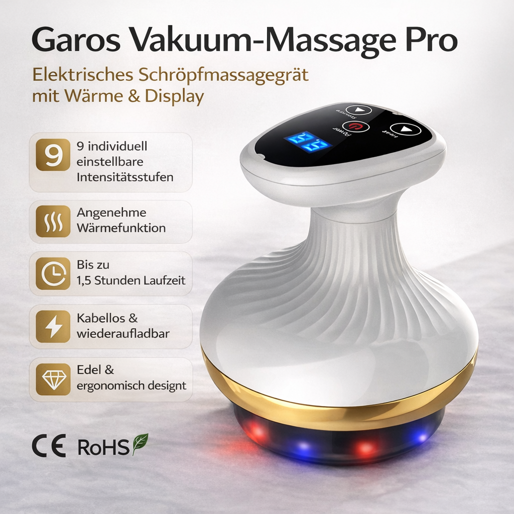 Garos Vakuum-Massage Pro elektrisches Schröpfmassagegerät in Weiss und Gold mit Wärmefunktion