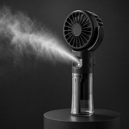 Schwarzer Handventilator mit Wassernebel als Produktvariante