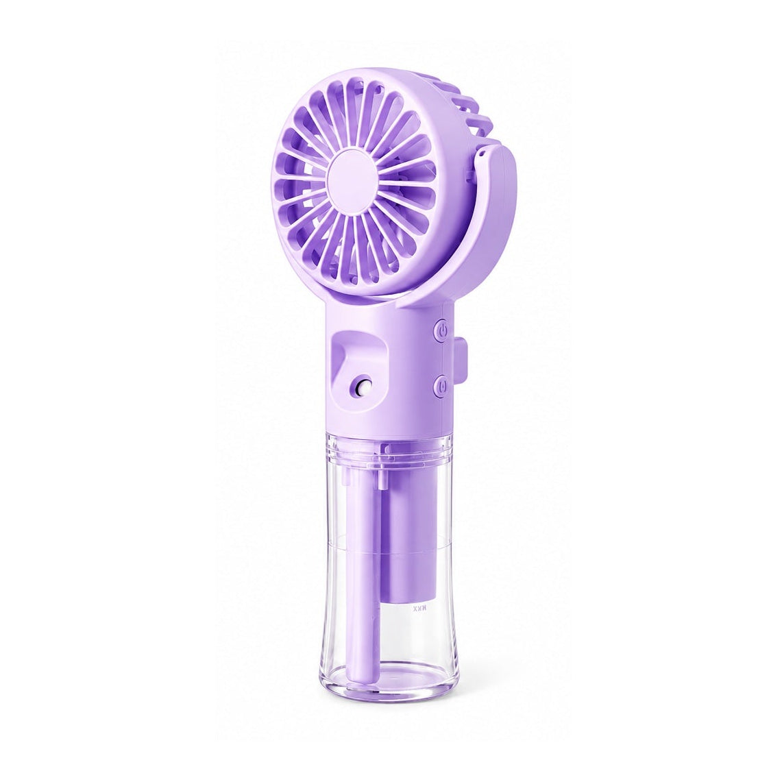 Violetter Handventilator mit Wassernebel als Produktvariante