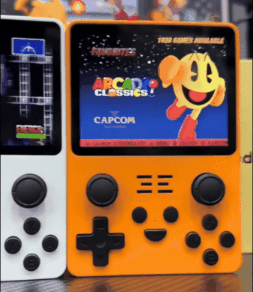 Retro X Konsole mit einer Auswahl klassischer Spiele und einem benutzerfreundlichen Joystick-Controller für zeitlosen Spielspass.