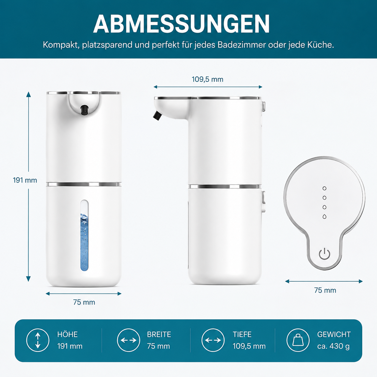 Berührungsloser Schaumseifenspender für Bad und Küche