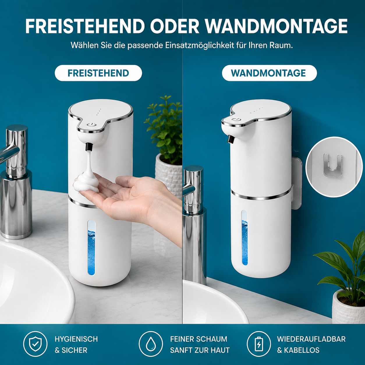 Automatischer Seifenspender mit Sensor und Schaumfunktion