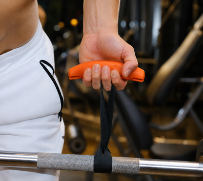 Ergonomische Trainingsgriffe in Orange mit Schlaufen und Aufbewahrungsbeutel