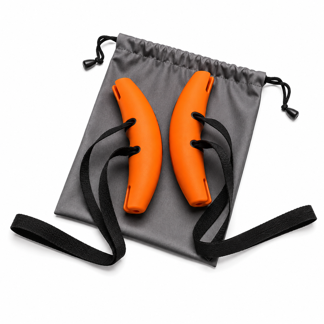 Ergonomische Trainingsgriffe in Orange mit Schlaufen und Aufbewahrungsbeutel