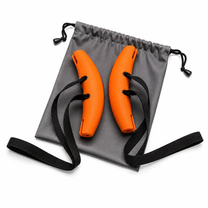 Ergonomische Trainingsgriffe in Orange mit Schlaufen und Aufbewahrungsbeutel