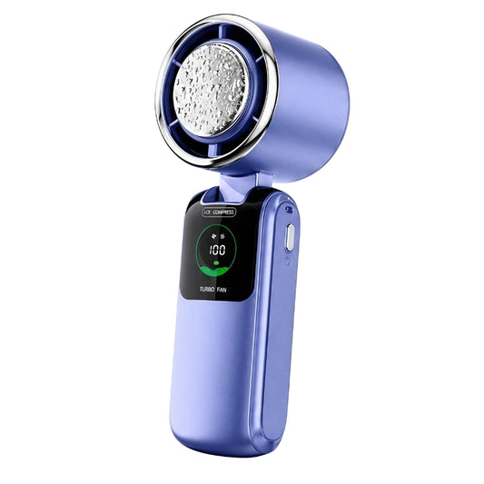 Turbo-Handventilator mit Kühlplatte in Blau