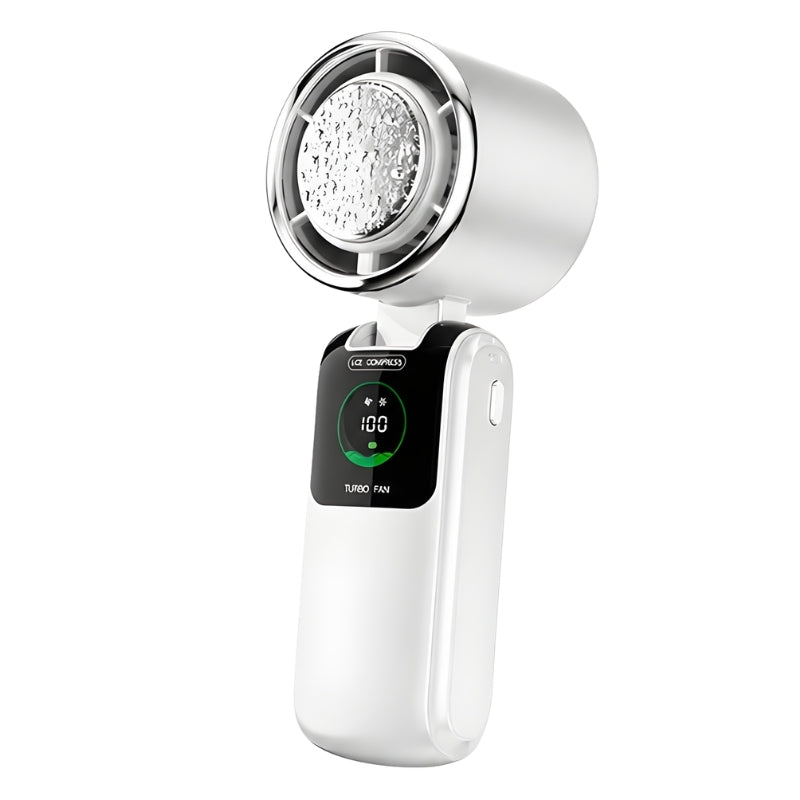 Turbo-Handventilator mit Kühlplatte in Weiss