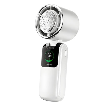 Turbo-Handventilator mit Kühlplatte in Weiss